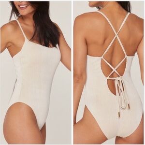 Andie Swim Fiji One Piece Ivory Ribbed Swimsuit